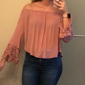 Pink off the shoulder top